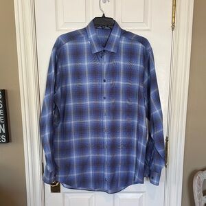 Tailorbyrd Men's Blue and Black Plaid Shirt